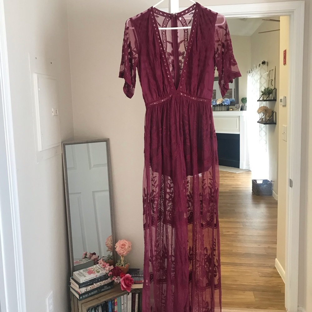 Lace Maxi Romper Dress